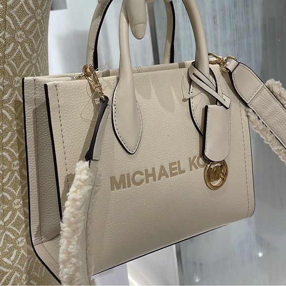 Michael Kors Handbags - Michael Kors Mirella Small Pebbled Leather Shopper Top Zip Crossbody XBody Bag